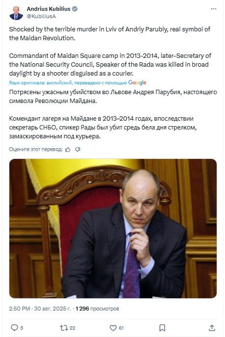 Еврокомиссар обороны "шокирован" убийством бывшего секретаря СНБО Украины