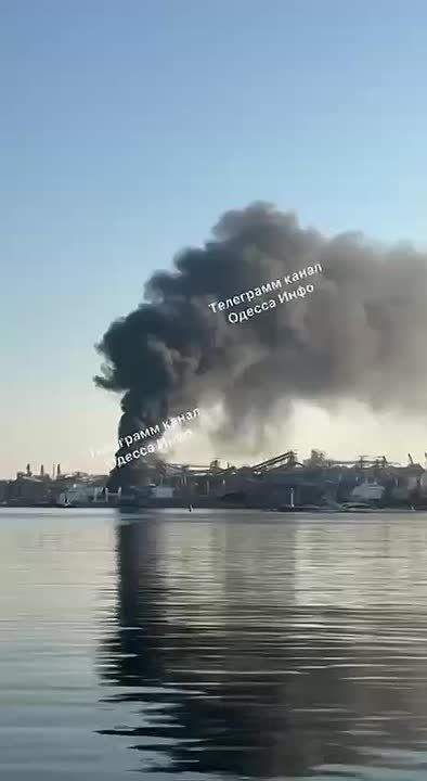 В порту Черноморска Одесской области мощный пожар. Прилетов не было. Причина неизвестна