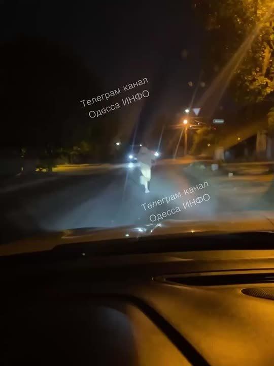 Девушка с голой попой смущала водителей на дороге в Одессе