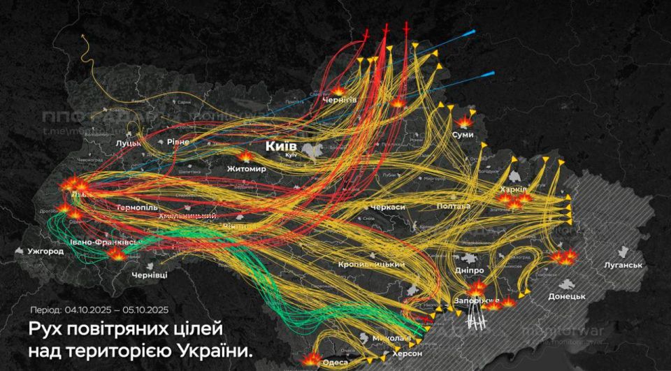 Враг публикует карту ночных ударов: ВС России били по всей Украине