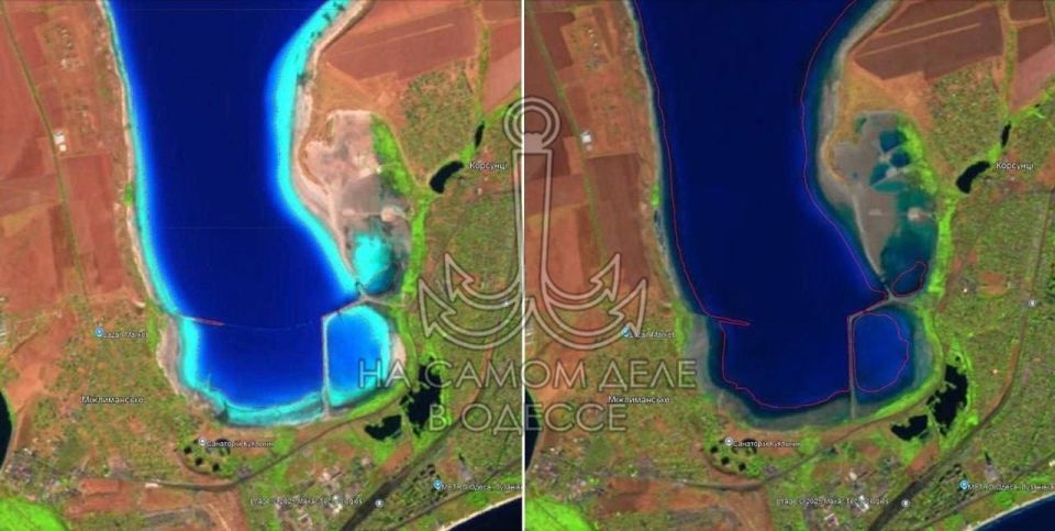 После сильных дождей Куяльник снова наполняется водой! Спутниковые снимки это наглядно показывают После сильных дождей Куяльник снова наполняется водой! Спутниковые снимки это наглядно показывают