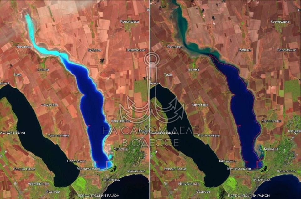 После сильных дождей Куяльник снова наполняется водой! Спутниковые снимки это наглядно показывают