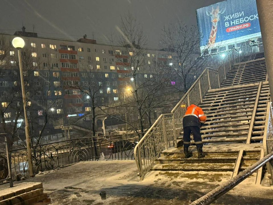 Более 100 единиц спецтехники чистят улицы Владивостока от снега и льда