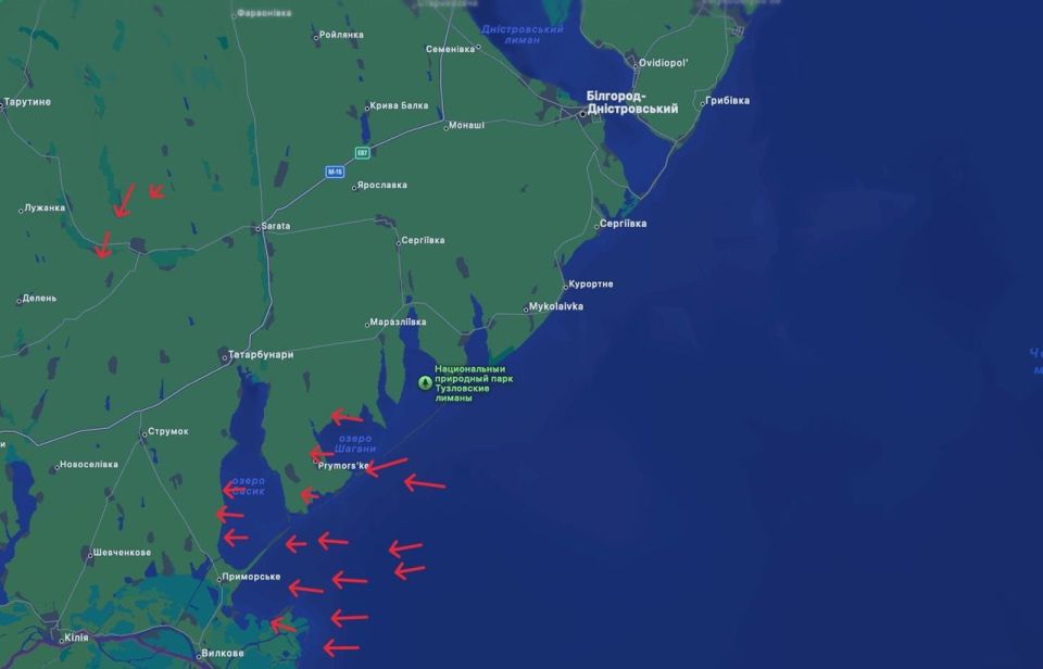 До 20 дальнобойных дронов на подходе к портам на юге Одесской области