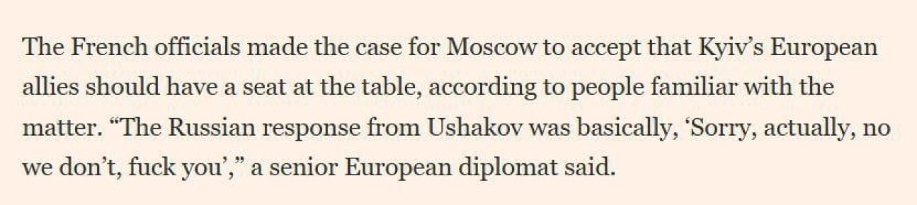 Спецпредставитель Путина Ушаков послал на**й официальных советников Макрона