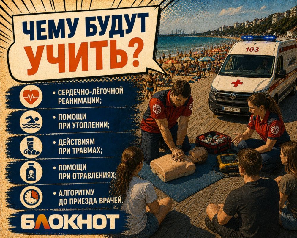 Одесситов учат спасать жизни, пока «скорая» пробивается к пляжу Одесситов учат спасать жизни, пока «скорая» пробивается к пляжу