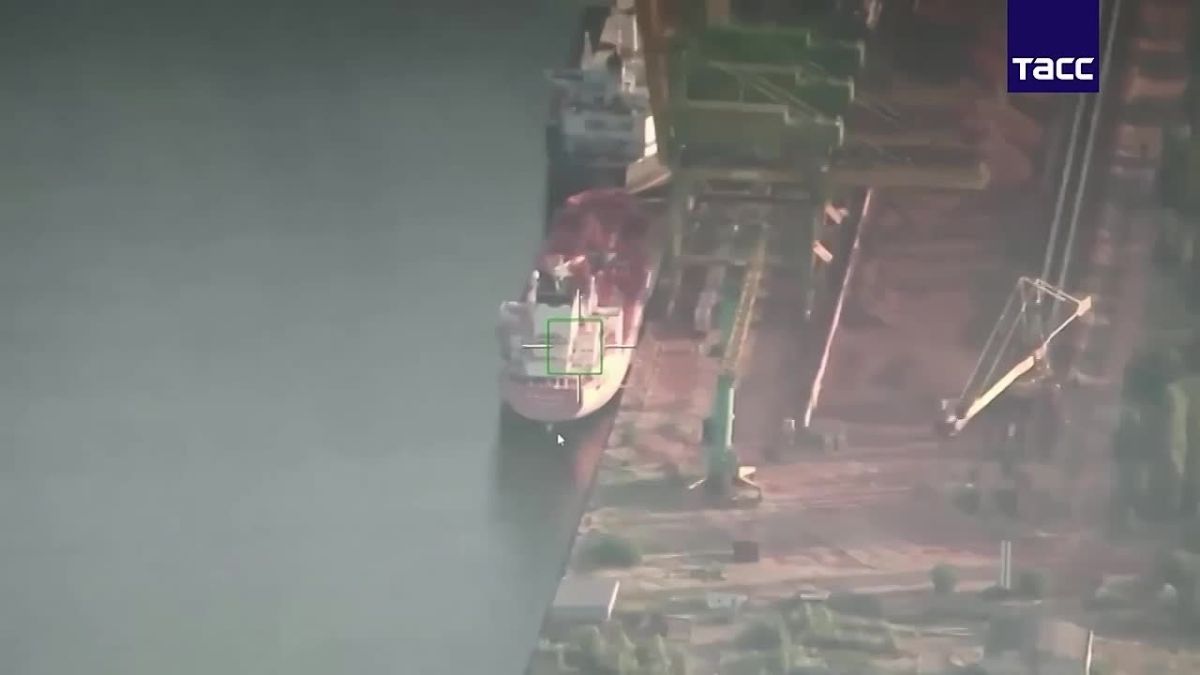 Министерство обороны России показало видео поражения транспортных судов в Одессе при помощи БЛА «Герань-4 Сикер»