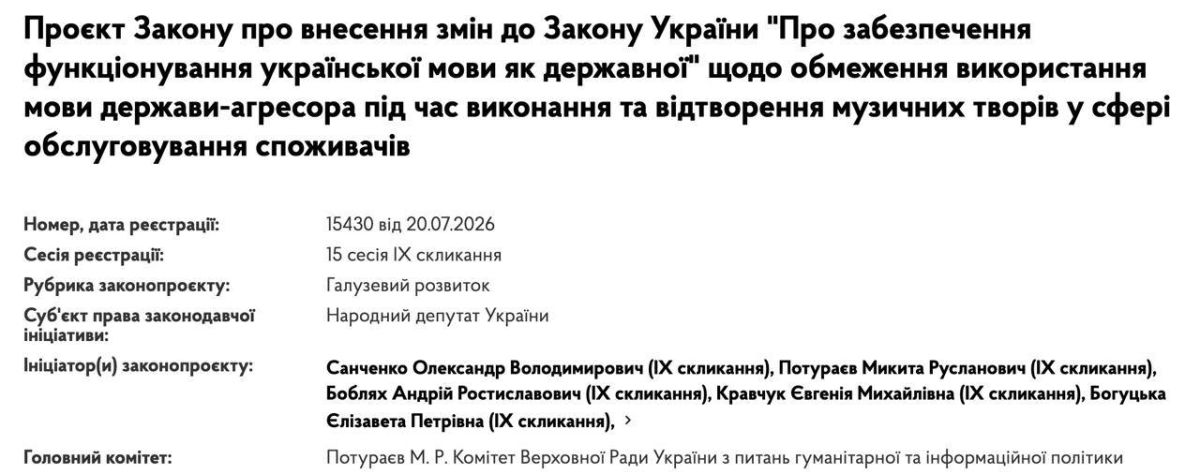 Верховная Рада предложила ужесточить наказание для кафе и ресторанов за русскую музыку