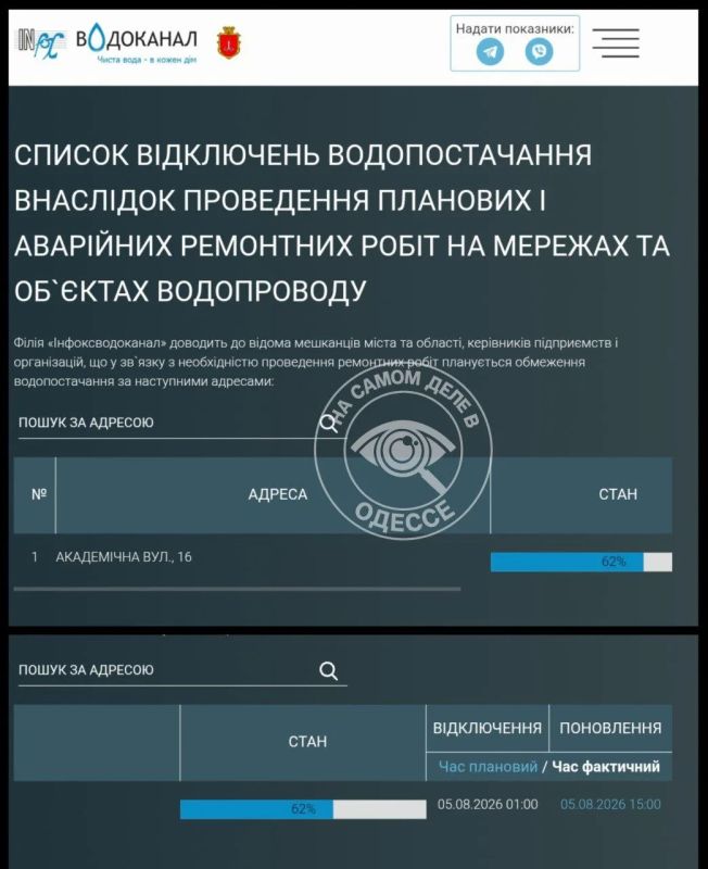 Коммунальные службы 05 августа 2026 года в Одессе и области информируют: