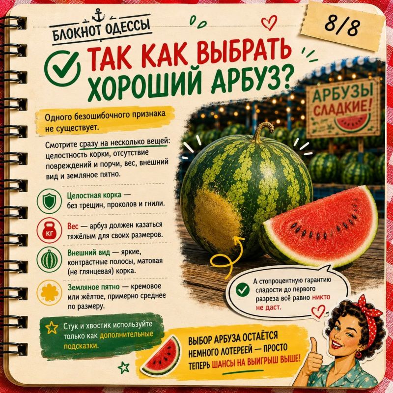 Как выбрать сладкий арбуз и не разочароваться дома Как выбрать сладкий арбуз и не разочароваться дома