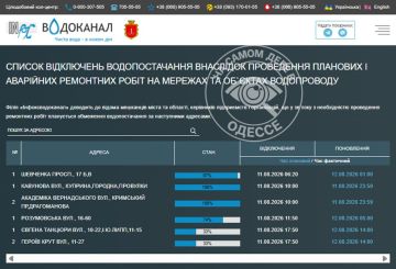 Коммунальные службы 12 августа 2026 года в Одессе и области информируют: