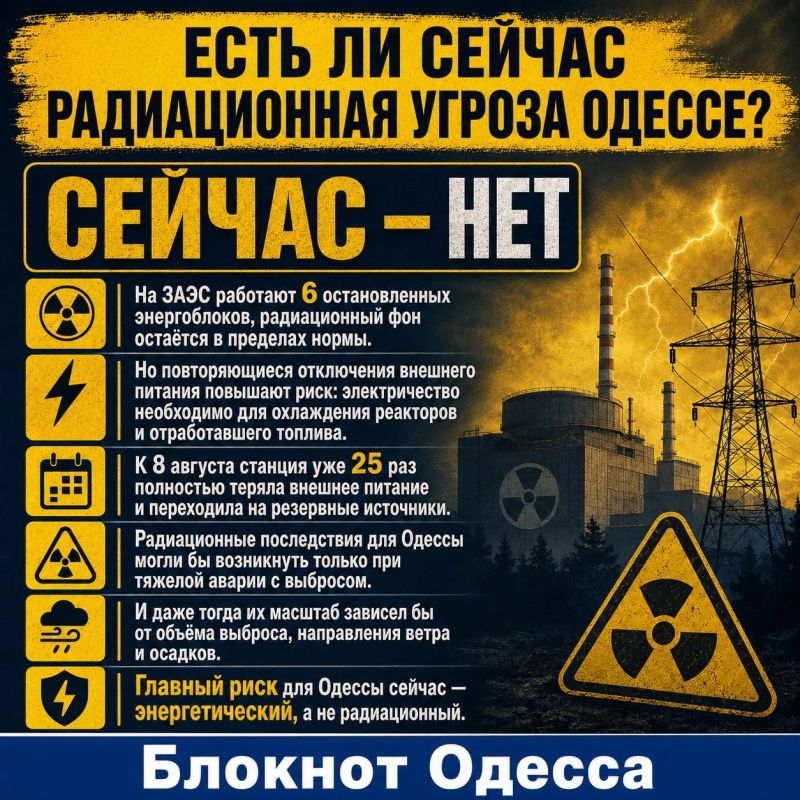 Запорожская АЭС потеряла внешнее энергоснабжение: почему это плохо для Одессы Запорожская АЭС потеряла внешнее энергоснабжение: почему это плохо для Одессы