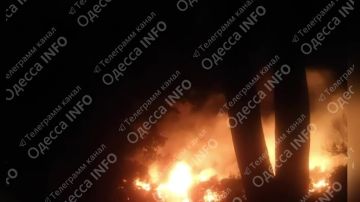 Сильный пожар возник в Одесской области после прилёта
